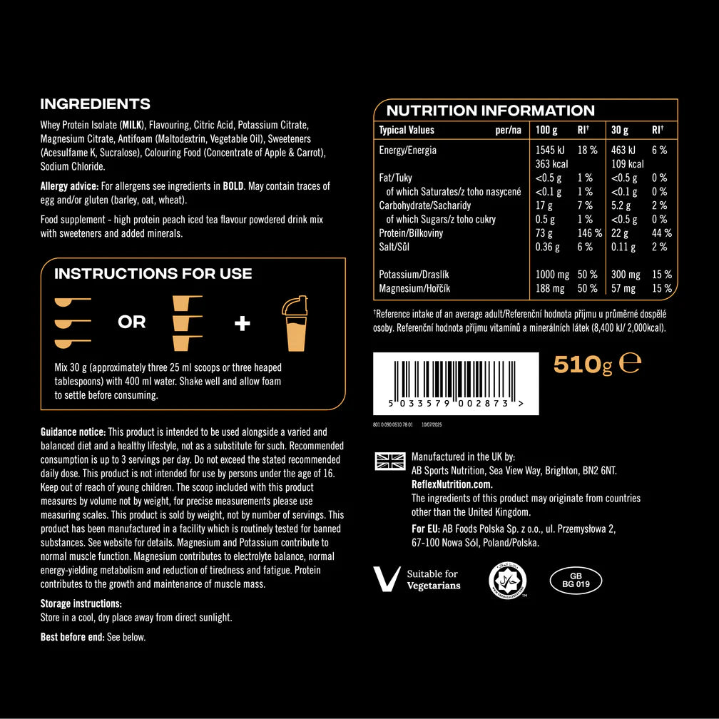 Clear Whey Isolate 510g REFLEX NUTRITION