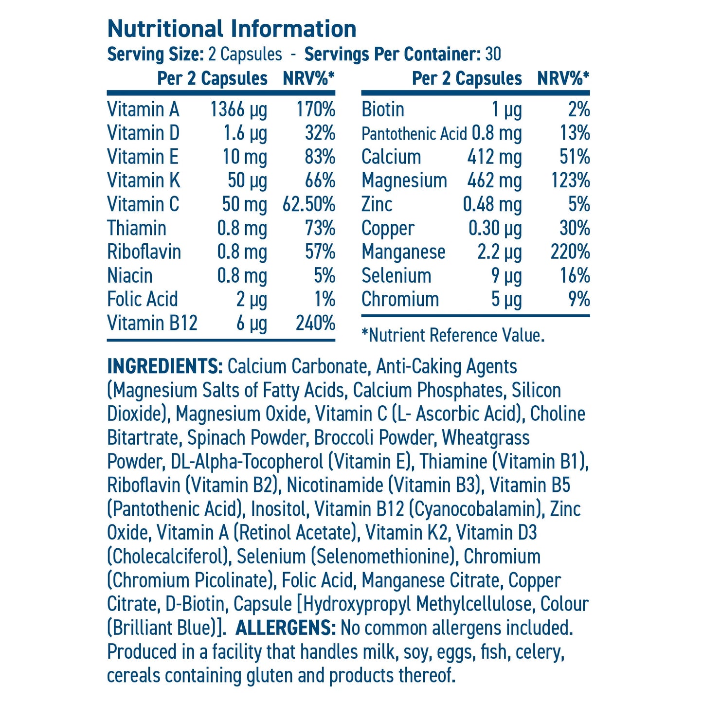 GREENS MULTIVITAMINS 60 CAPSULES