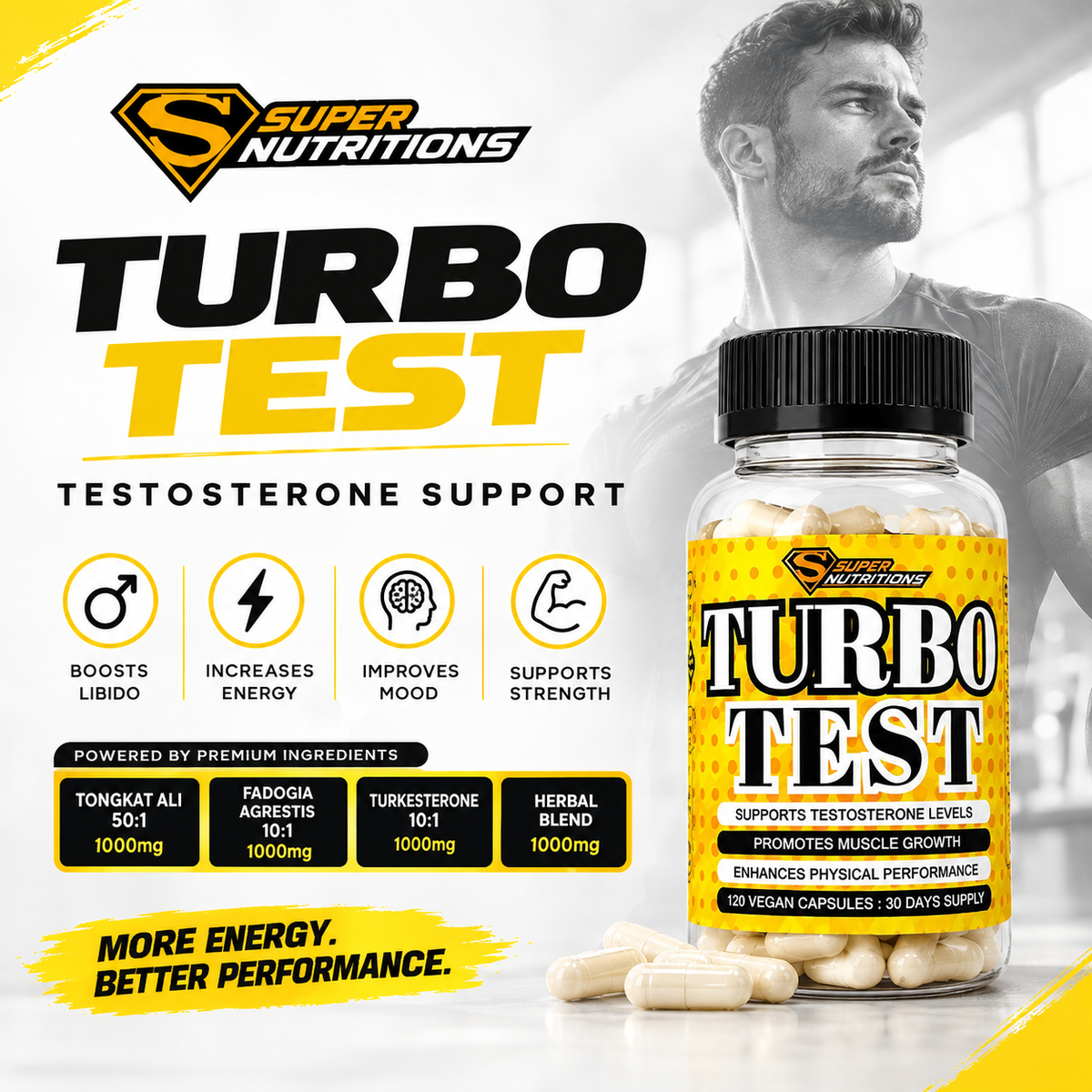 Turbo Test – Complete Male Performance Supplement - 30 days supply