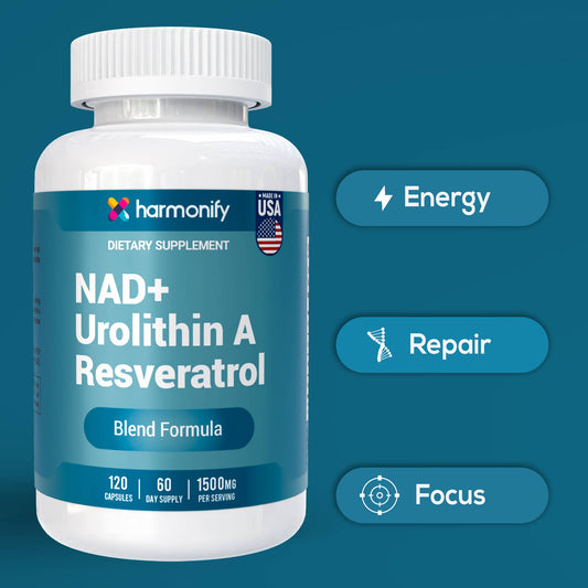 NAD Nicotinamide Riboside Resveratrol with Urolithin A 120 capsules