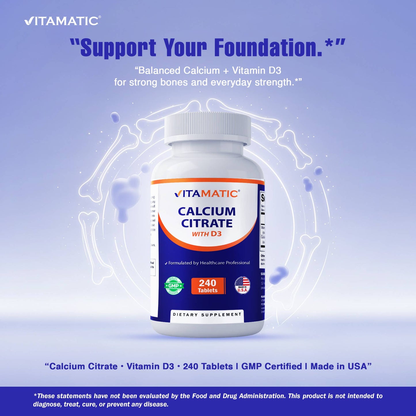 Vitamatic Calcium Citrate with Vitamin D3 - 240 Tablets