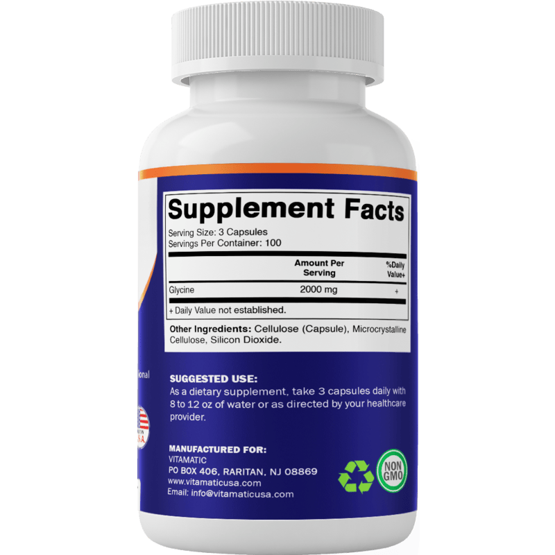 Vitamatic Glycine 2000mg - 300 Vegetarian Capsules