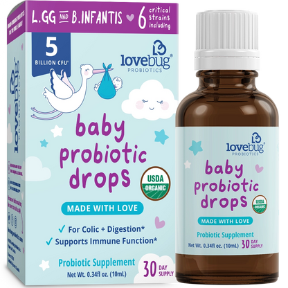 Organic Baby Probiotic Drops with Vitamin D 30 days supply