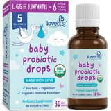 Organic Baby Probiotic Drops with Vitamin D 30 days supply