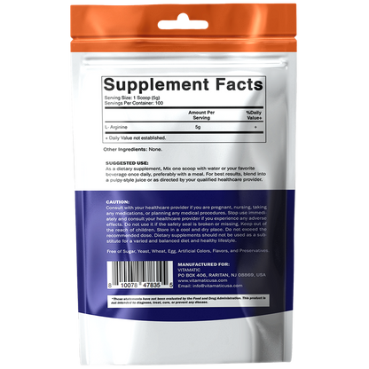 L-Arginine Pure Powder 500 Gram - 100 Servings