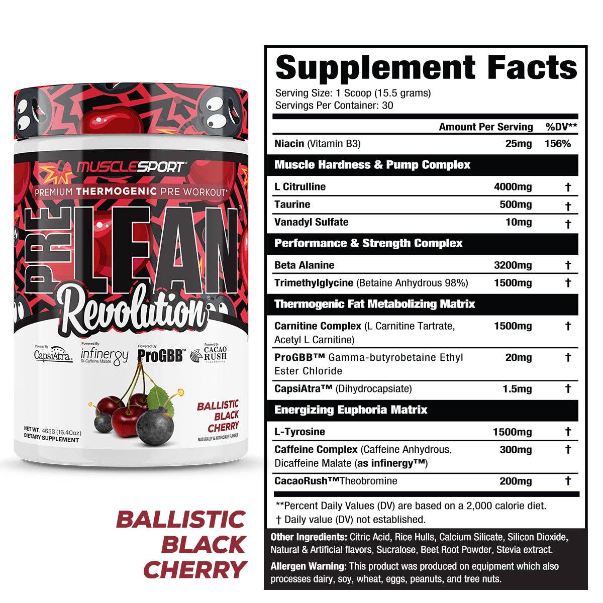 PreLean Revolution Thermogenic Pre-Workout by MuscleSport - 30 Servings