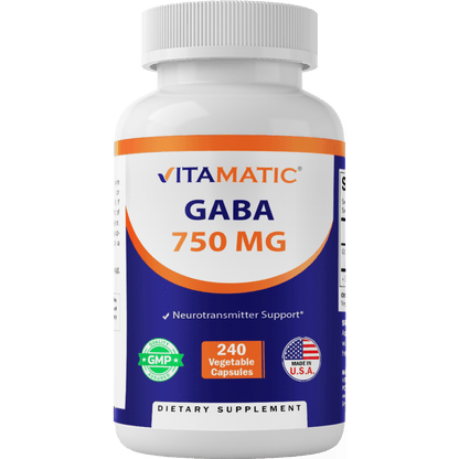 GABA (Gamma Aminobutyric Acid) 750mg -240 Capsules - 240 servings