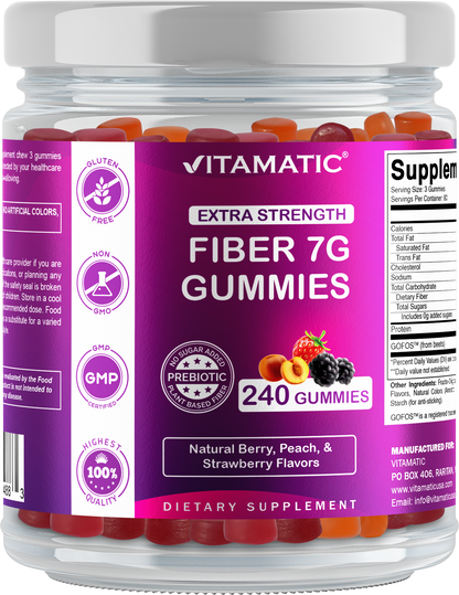 Prebiotic Fiber Gummies, 7G Extra Strength-240 Gummies