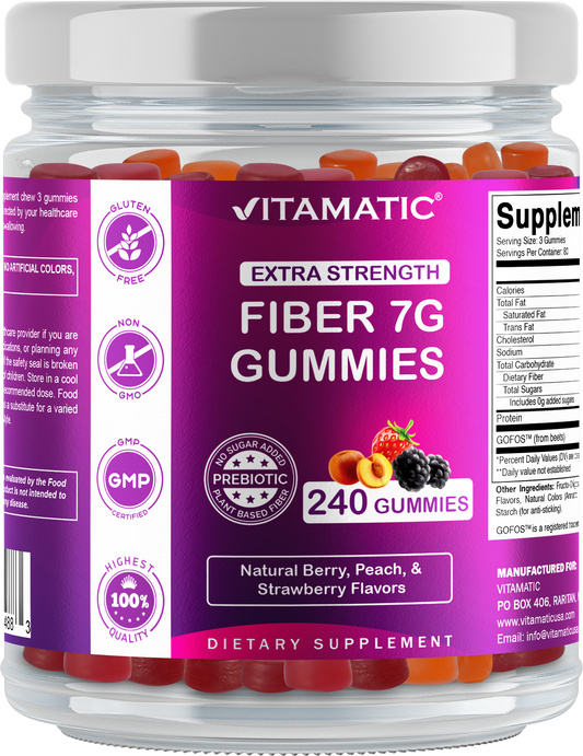 Prebiotic Fiber Gummies, 7G Extra Strength-240 Gummies