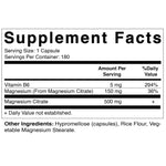 MAGNESIUM CITRATE500 MG  WITH B6 180 VEGGIE CAPSULES