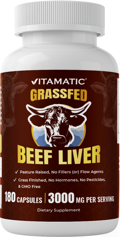 Vitamatic Grass Fed Beef Liver - 180 Capsules