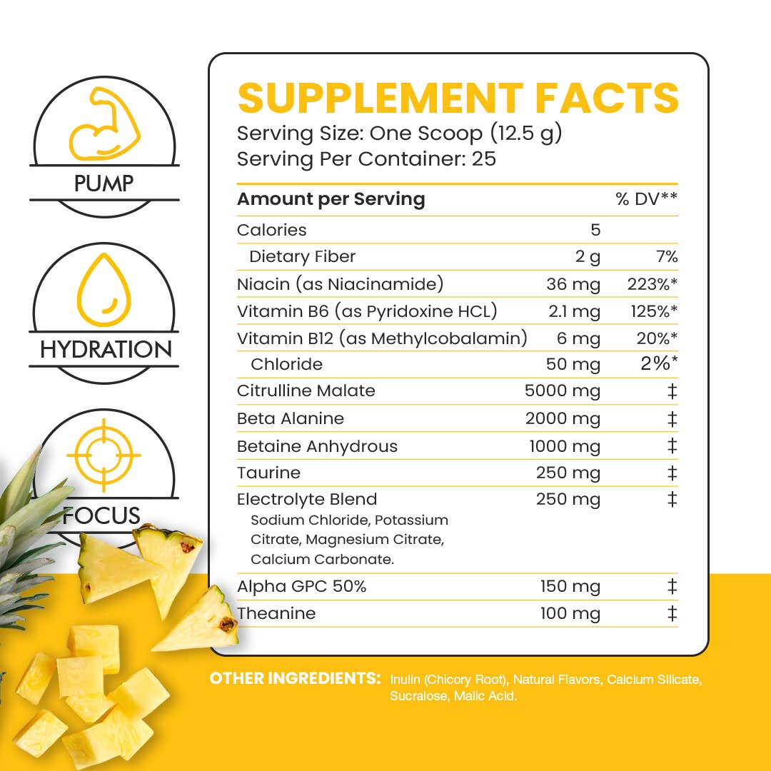 Non-Stim Pre-Workout - Pump, Hydration and Focus - 25 servings
