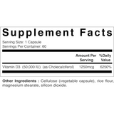 VITAMIN D3 50000IU 60 VEGGIE TABLETS