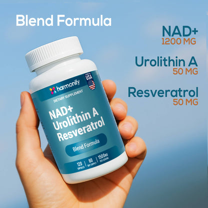 NAD Nicotinamide Riboside Resveratrol with Urolithin A 120 capsules