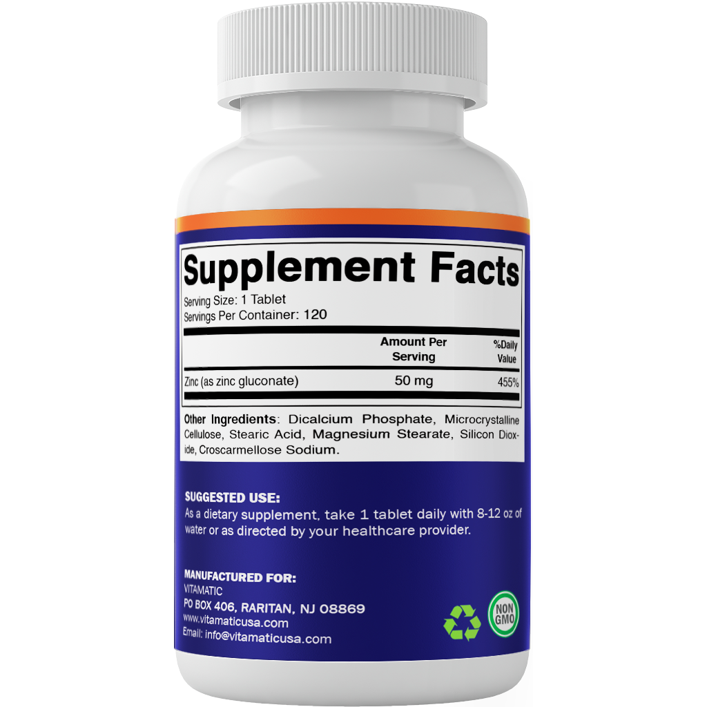 Vitamatic Zinc 50mg - 120 Tablets