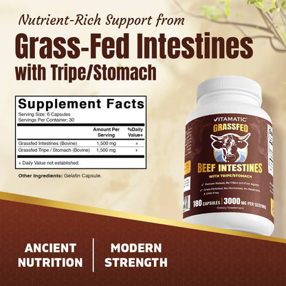 Grass-Fed Beef Intestines + Tripe 180 Capsules