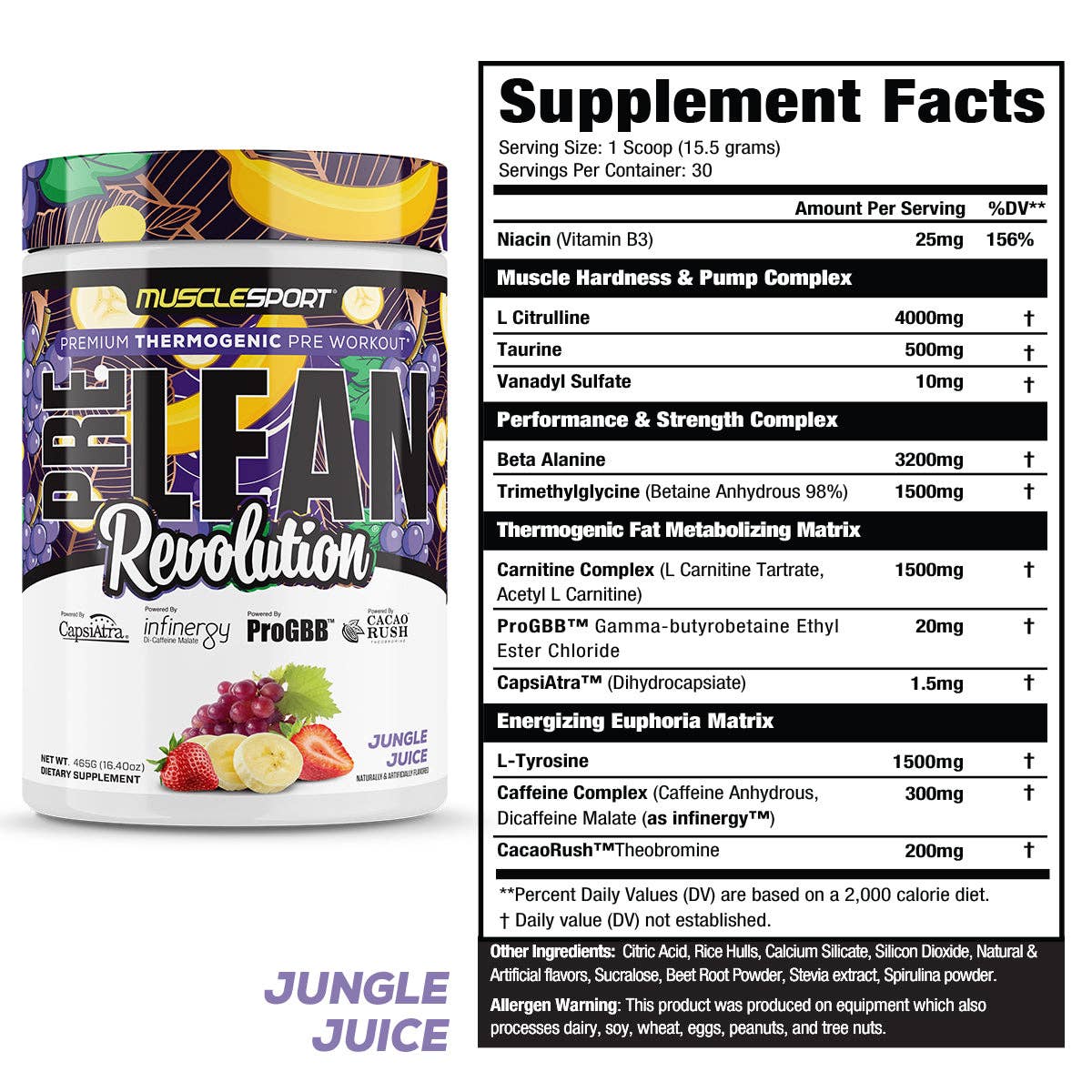PreLean Revolution Thermogenic Pre-Workout by MuscleSport - 30 Servings