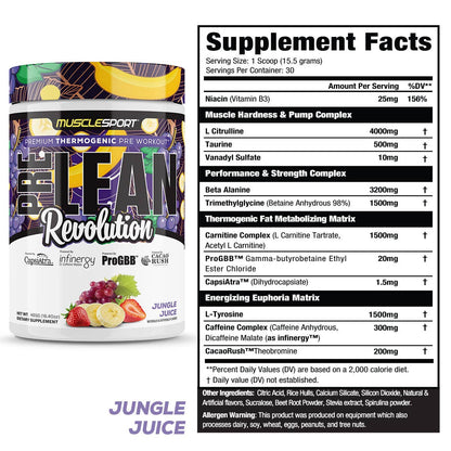 PreLean Revolution Thermogenic Pre-Workout by MuscleSport - 30 Servings