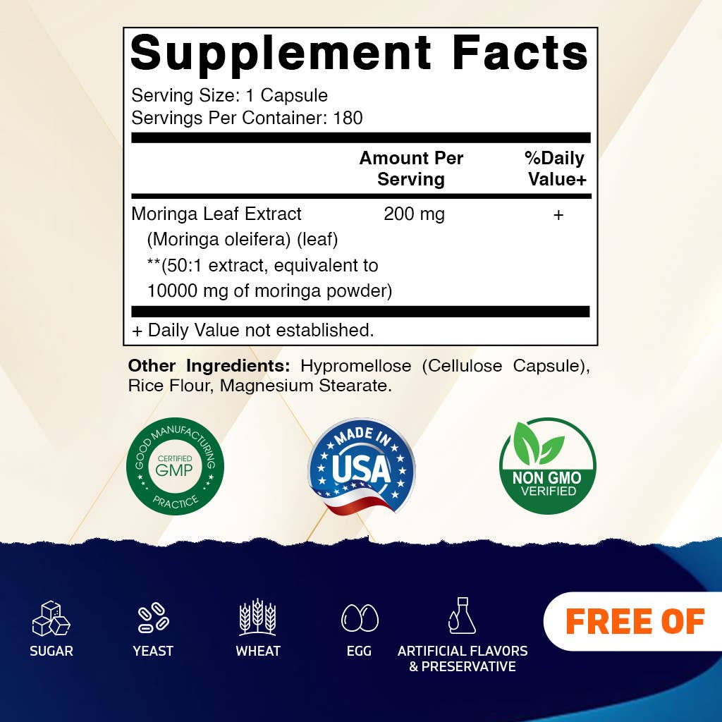 Vitamatic Moringa Leaf Extract 10,000mg - 180 Capsules