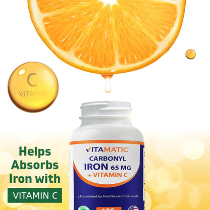Vitamatic Carbonyl Iron 65mg with Vitamin C - 120 Tablets