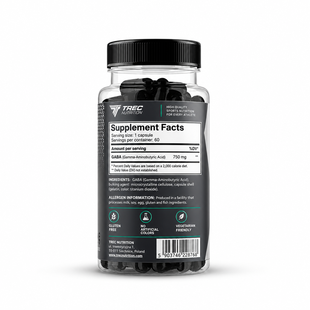 GABA 750 back label showing ingredients panel