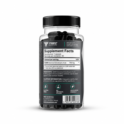 GABA 750 back label showing ingredients panel
