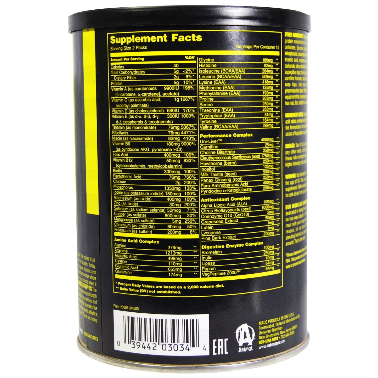 Animal Pak 44 Packs